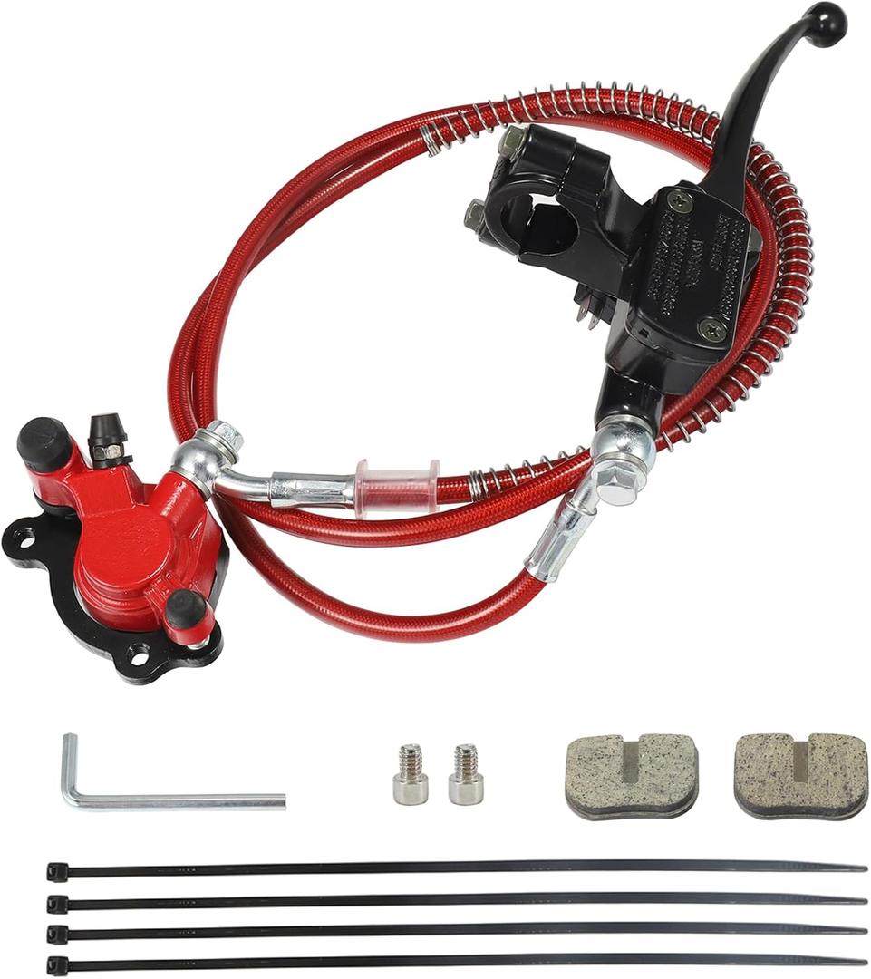 Hydraulic Brake System kit with 50 inch Hose Tube, Brake Pads, Brake Caliper Compatible with Baja Doodle Bug DB30R Mini Bike 212CC,SX500 Razor Electric dirt bike 79cc 97cc 100cc Go Karts