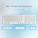 Bluetooth Slim Keyboard for Mac, Aluminum Rechargeable Keyboard Wireless, Low-Profile Silent Flat Key Compatible with Apple iMac, MacBook, Mac and iOS, Full Size - Silver White