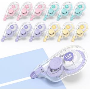Four Candies White Correction Tape, 39.4 Feet, 12 Pack Easy to Use Applicator for Instant Corrections, Tear-Resistant, Smooth & Quick-Drying Tape for Office & School Supplies