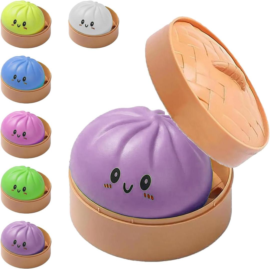 Dumpling Squishy Stress Balls Fidget Sensory Toy Mystery Dumpling Squishy Soft Squeeze Decompression Dough for Adults (Purole-b)