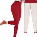 FULLSOFT Thick Fleece Lined Leggings for Women  High Waisted Winter Thermal Warm Yoga Pants Workout Tummy Control Leggings (XX-Large, Red)