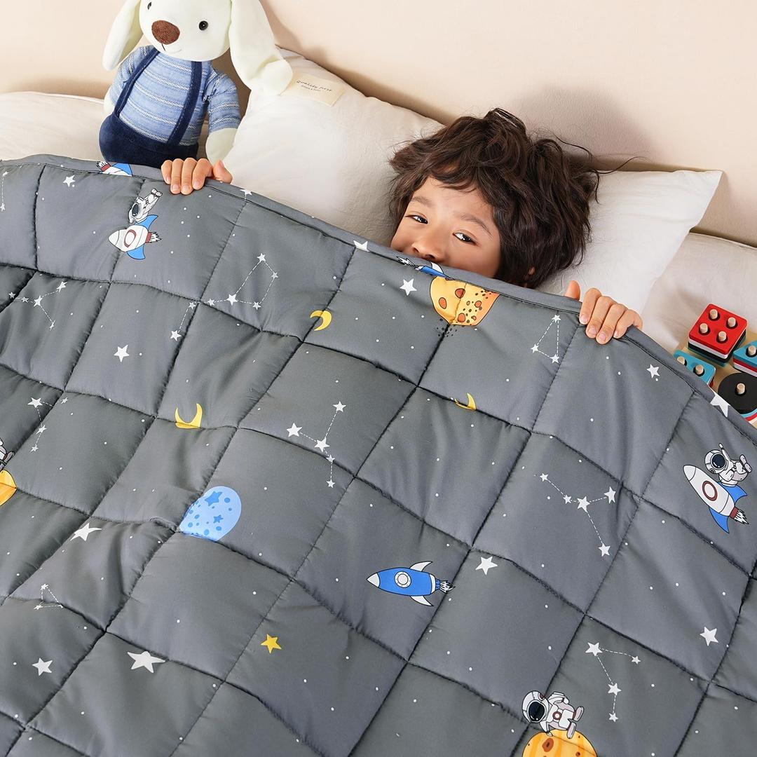 Sivio Weighted Blanket 7lbs, Cooling Weighted Throw Blanket for Sleep, Breathable Heavy Blankets, Washable Cute Small Throw Blankets,41"x60", Grey Sky
