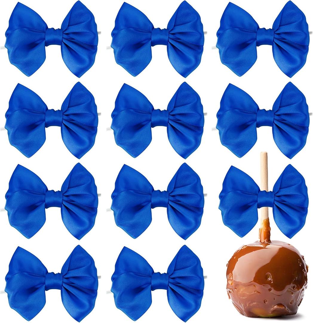 AIMUDI Royal Blue Satin Ribbon Twist Ties & Bows for Treat Bags, Crafts, Gift Wrapping, Cake Pops & Wedding Favors - 24 Counts
