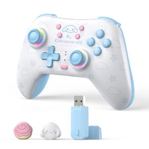 Kuitmor Blue Switch Controller,Blue Dog Hall Effect Controllers Wireless for Switch 2/1/OLED/Lite,PC,Android,iOS, Bluetooth + Wired + 2.4G Receiver,1000mAh Battery,6-Axis Gyro,Dual Vibration,RGB Breathing Light