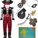 Spooktacular Creations Halloween Child Boy Pirate Fierce Captain Costume w/Accessories for Kids Halloween Dress Up Parties (3T (3-4 yr), Red)