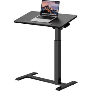 Adjustable Overbed Bedside Table - 90 Tiltable Mobile Standing Desk Portable Rolling Computer Cart Movable Desk for Laptop Bed Sofa Side Table Hospital Home Use, (15.8" W x 31.5" D, Black)