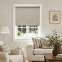 100% Blackout Roller Shades Cordless Blinds for Windows, Free-Stop Blind with Beige Linen Valance Thermal Insulated UV Protection Privacy Window Shades for Bedroom Living Room Oatmeal 34.5" W x 72" H