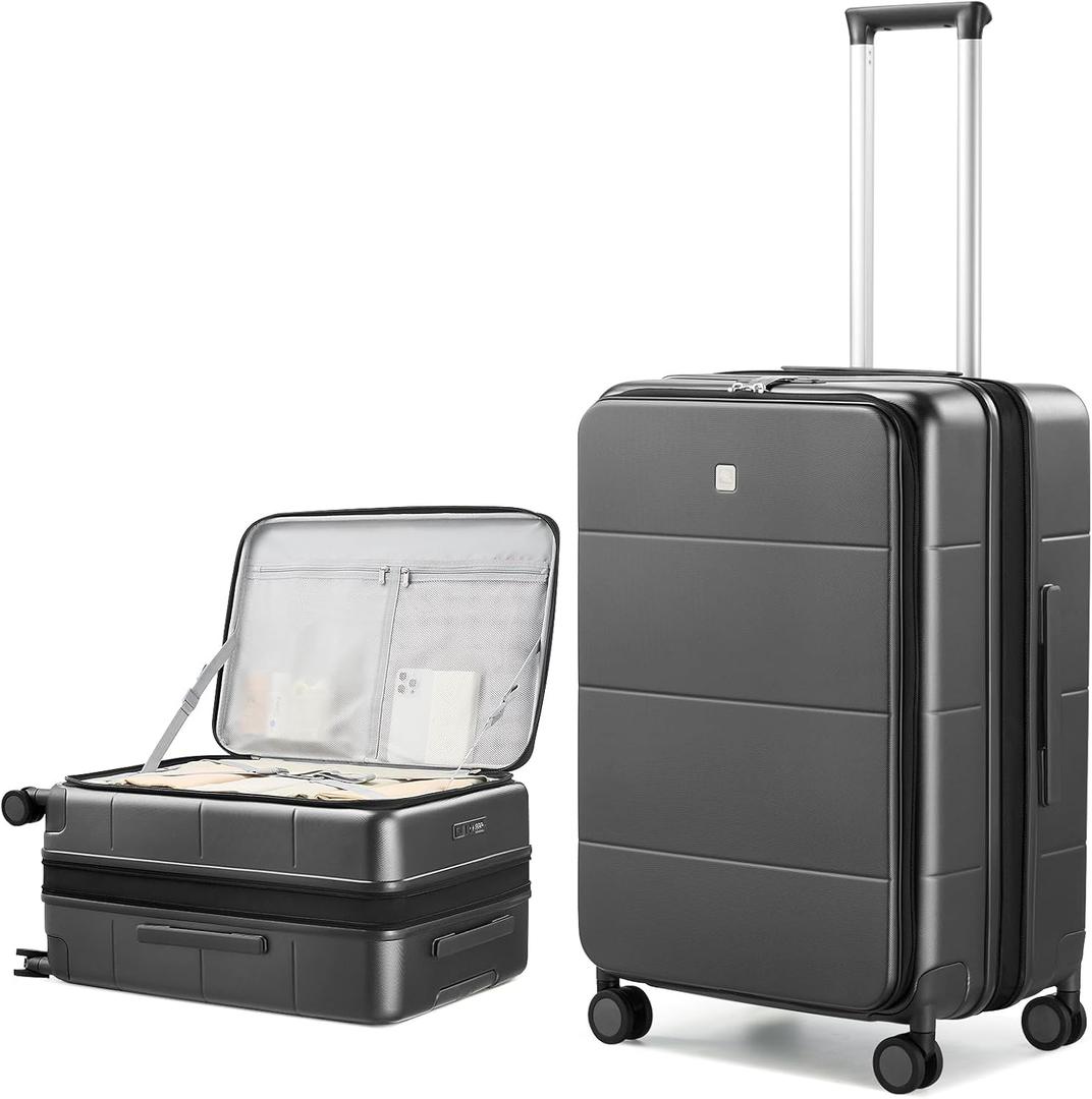 Hanke Hardside Expandable Checked Luggage, 24 Inch Top Opening Trunk Luggages with Spinner Wheels, All-PC Hard Shell Suitcase, Lightweight TSA Checked-Medium(Graphite Grey, 83L)