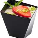 Restaurantware 2 Ounce Dessert Dishes 100 Disposable Mini Party Serving Cups - Durable Sustainable Black Plastic Girata Dishes Serve Drinks Desserts Or Samples For Weddings Or Catering