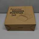 Ivandar Broom and Dustpan Set for Home, Broom and Dustpan Combo for Office, Long Handle Broom with Upright Standing Dust pan,Indoor&Outdoor Sweeping (Gray&Orange)