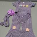 Vibebox Baby Girl Clothes Newborn Preemie Summer Outfits Short Sleeve Ruffle Romper Tops Bell Bottoms Pant Sets with Headband (Purple, 6-12M)