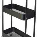 3 Tier Slim Metal Rolling Storage Cart for Laundry Room & Kitchen Organizer, 7.1'' Thin Standing Shelf for Narrow Spaces, Utility Cart with Wheels & Lockable Casters for Bathroom, Black