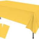 Plastic Yellow Tablecloths 3 Pack Disposable Table Covers 54 in. x 108 in. Table Cloths Bridal Shower Party Tablecovers for Parties Engagements Weddings Festivals, Fits 6 to 8 Foot Rectangle Tables