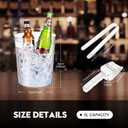 Rtteri 6 Set Plastic Ice Buckets for Parties with Handle, Scoop, Serving Tongs, Large Clear Ice Bucket Round Chiller Beverage Tubs Drink Bottle Cooler for Champagne Beer Wine(5 L)