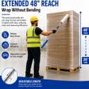 48 Inch Stretch Film Dispenser Pole Holder, Heavy Duty Long Handle Stretch Wrap Dispenser for Pallet Wrapping, Pallet Wrap Dispenser Fits 12"-20" Film Rolls with 1.5"-3" Core, Warehouse Packaging Tool