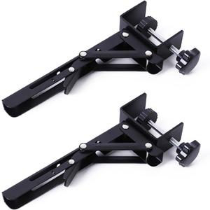 Pack of 2 Keyboard Tray Clamp Bracket 10 Inch Stainless Steel Folding Shelf Bracket Adjustable C-Clamps Foldable Table Extension for Table DIY Office Desk