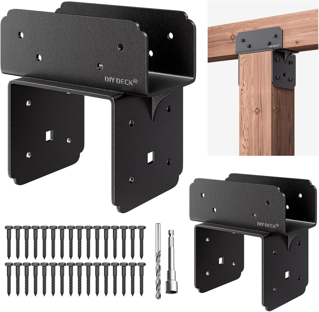 2Pack Stainless Steel Bracket for Wood 6x6(Actual 5.5"x5.5") Post to 4x6(Actual 3.5"x5.5") Beam Connector Post Anchor Base Metal Hardware ( P6x6-B(4x4/4x6))