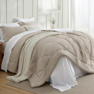 Bedsure Oversized Queen Comforter Set - 7 Pieces Reversible Black Bedding, Oversized Queen Size Bed Set for All Seasons, Bed in a Bag with Down Alternative Comforter, Sheets, Pillowcases & Shams