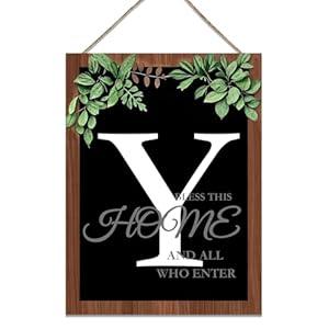 Ultra Large 16''x12'' Personalized Last Name Front Door Wreath, 26 Letter Wooden Welcome Sign for Rustic Farmhouse Spring Summer Fall Winter-Ideal Housewarming Gift (Letter Y )