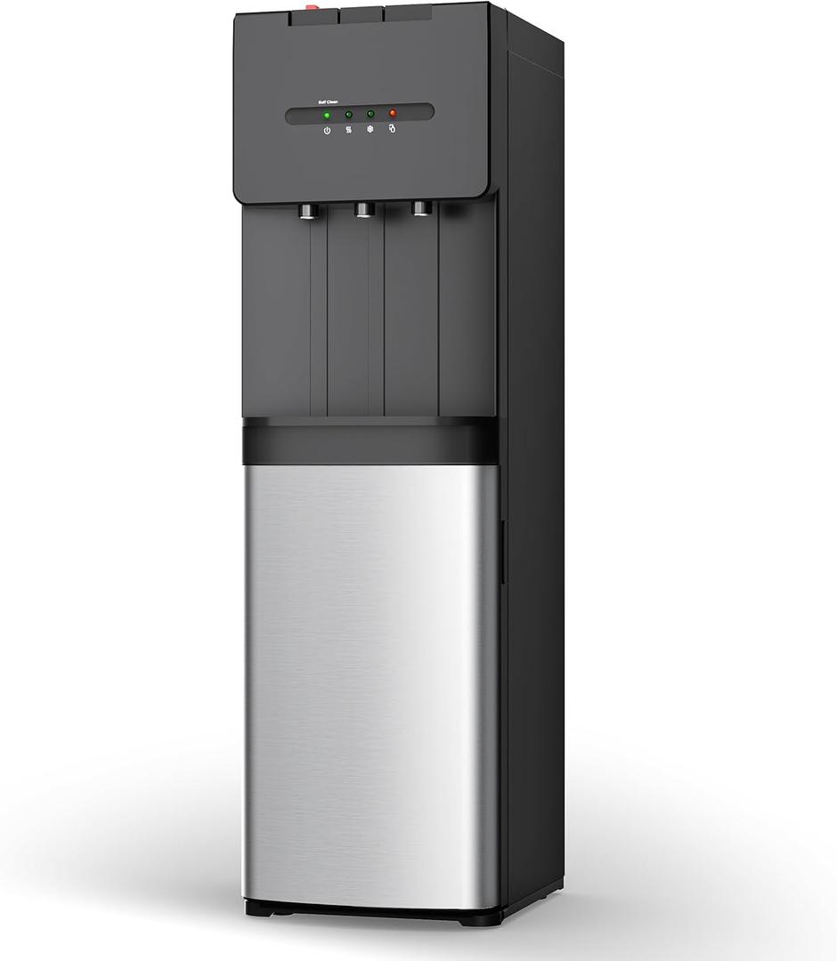 Euhomy Self-Cleaning Bottom Loading Water Dispenser, 3 Temperatures - Cold/Hot/Warm, with Child Lock, Display Light, Suitable for Apartments, Schools, Companies, Black