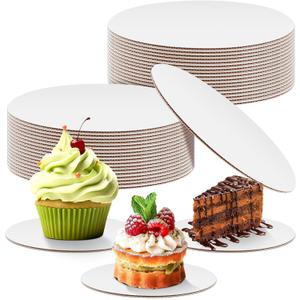 30 Pack 6 Inch Round Cake Boards, Disposable Corrugated White Cake Cardboard Food-graded Plate Tray Circles Base for Dessert DIY Crafts Display