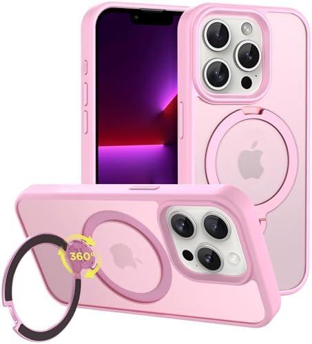 CACOE Magnetic Case for iPhone 13 Pro Max 6.7 inch with 360 Rotatable Ring Stand, Compatible with MagSafe Car Phone Mount, Cases Cover Phone Holder for Desk Meeting/Videos（Pink）