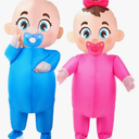 Ramede 2 Pcs Giant Inflatable Baby Costume 96 Inch Gender Reveal Ideas Boy and Girl Blow Costume Outfit for Adult Baby Shower Gender Reveal Party Halloween Christmas Cosplay Supplies