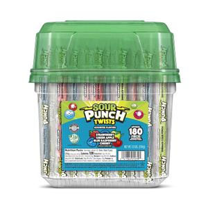 Sour Punch Sour Punch Twists, 6" Individually Wrapped Soft & Chewy Candy, 4 Fruit Flavors, 3.9-LB Tub, 3.9 lb