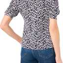 CeCe Women's Short Sleeve Printed Crew Neck Knit Top (XS)