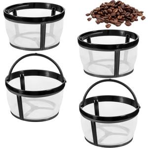 4Pcs Reusable Coffee Filter for 4-6 Cup Basket Machine, Nylon Mesh Coffee Filter Basket with Handle for Most Coffee Makers and Brewers