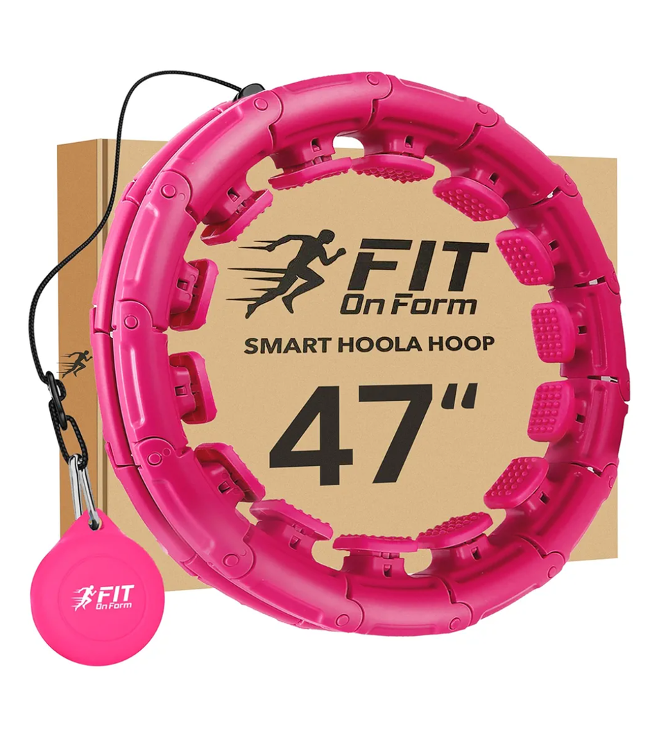 FIT ONFORM Weighted Hula Fit Hoop for Adult Weight Loss, 2 in 1 Smart Fitness Exercise Hoop for Women Abs Workout, Fit on Form 24/28/32 Detachable Knots