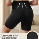 Momcozy Women Seamless Knit Maternity Biker Shorts with Pocket 6" Over Belly High Waisted Thick Pregnancy Yoga Shorts (Black, XL)