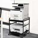 TFK 2 Tier Large Printer Stand with Storage, 20 x 20 Inches Under Desk Printer Table with Adjustable Shelf, Rolling Printers Cart with Wheels for Home Office, Fits Fax /3D Printer/Scanner, Black