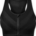 Yvette High Impact Zip Front Closure Sports Bras, Support for Large Bust Women, Supportive Comfortable (X-Large, Black)
