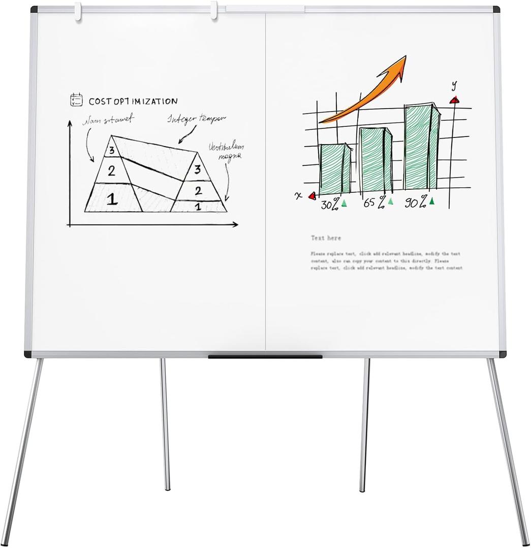 VIZ-PRO Magnetic Whiteboard Easel, Foldable, 48 x 36 Inches