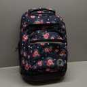 J World New York Sundance Rolling Backpack Girl Boy Roller Bookbag, Navy Rose, 20 Inch