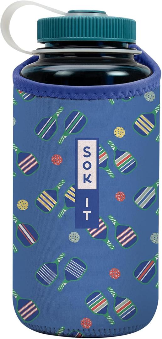 2 x Sok It BotlSok Water Bottle Sleeve Insulated Neoprene Cover (Pickleball, Fits 32oz Nalgene)