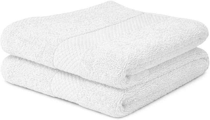 Premium Hand Towel Set of 2 for Bathroom 100% Ring Spun Cotton, 16 x 28 inches Ultra Soft 550GSM Sustainable, Highly Absorbent, Quick Drying, Towels Ideal for Bathroom, Hotels, Spa, Dorm (White)