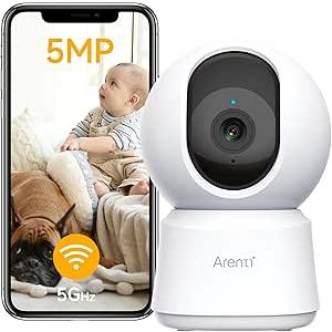ARENTI 5G Indoor Security Camera, 4MP Pet Camera with Speaker for Dog/Cat, Baby Monitor with Phone App, Dual-Band WiFi, Auto Tracking, Super Night Vision, 2-Way Talk, Cloud & SD Card Storage(P2Q)