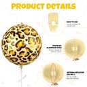 4 x Leopard & Cheetah Print Foil Balloons, 6Pcs Large Metallic Leopard print Round Balloons, 22 Inch Big Round Foil Balloon for Camo Animal Jungle Adventure Birthday Party Baby Shower Wedding Decorations