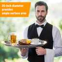 4 Pack Stainless Steel Round Serving Tray with Swirl Pattern Bulk Large Round Tray Silver Metal Display Serving Platter for Coffee Party Club Home (20 Inch)