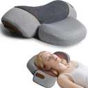 3-in-1 Neck Massager Pillow, Traction Massager with Massage Hot Compress Traction Stretching, Pillow Massage Neck Hump with 118-inch Extra-Long Cord, Light Gray