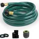 Garden Hose Durable for Patio Cleaner: Heavy Duty 15 FT 1/2 Inch PVC Hose with GHT Fittings for High-Pressure Watering Tasks (Green)