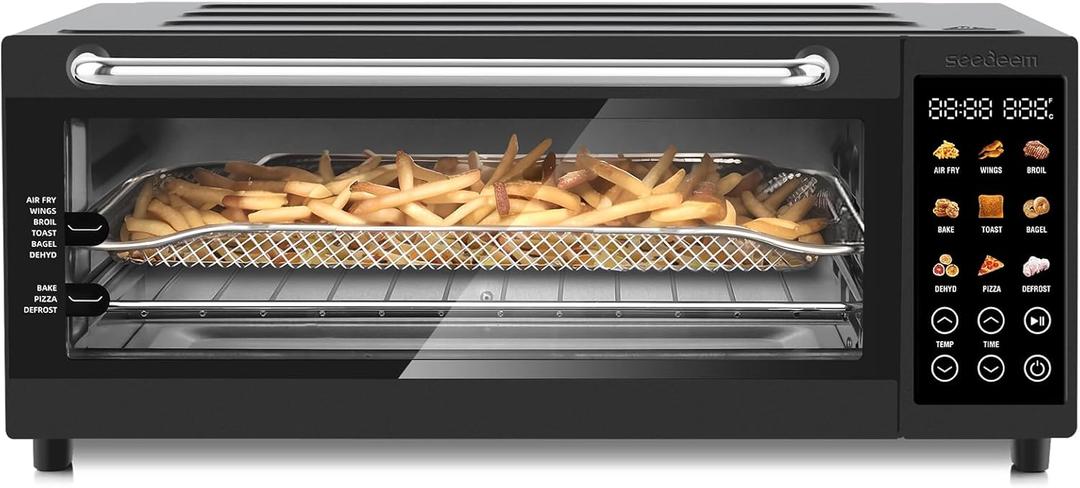 SEEDEEM 9-in-1 Air Fryer Oven, 16-Quart Countertop Convection Oven with Toaster, Broil, Pizza, Toaster Oven & Dehydrator, Large Capacity Kitchen Appliance in Pink, Silver, Black