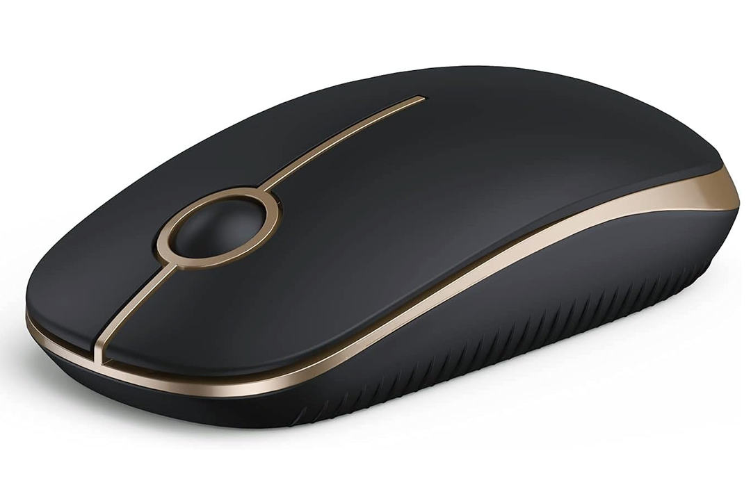 VssoPlor Wireless Mouse, 2.4G Slim Portable Computer Laptop Mouse with Nano Receiver Quiet Silent Optical Mice for Notebook, PC, Laptop, ComputerBlack and Gold