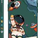 Phone Case for Samsung Galaxy S22 Plus Slim Shockproof Silica Astronaut Pattern Side Creative Design for Samsung S22 Plus Case-Astronaut Green