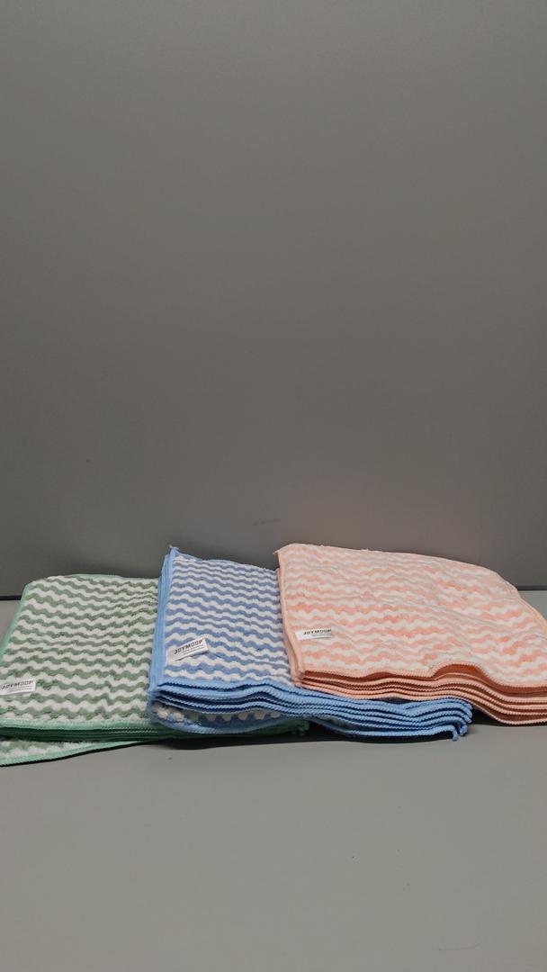 JOYMOOP 18 Pack Microfiber Cleaning Cloth, All-Purpose Microfiber Towels, Absorbent Streak Free Lint Free Rags for Cleaning Reusable and Washable Towels, 9.5 x 9.5 Inches, Multicolor