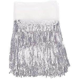 BENECREAT 10 Yard PVC Sewing Fringe Trim, Wide Silver Sequins Lace Tassel Fringe Trim for DIY Craft Clothing Garment Curtain Accessories