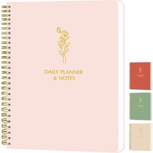 Simple Daily Planner Undated & To Do List Notebook: With Hourly Schedule - 6.5x9.25" Blush Pink - Aesthetic Spiral Note book for Work and Life Tasks - Day & Hour Agenda, Organizer Notepad Journal