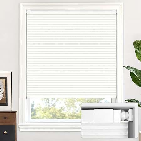 LazBlinds No Drill Cordless Cellular Shades, 21" W × 64" H, White